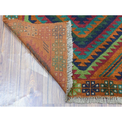 Tribal & Geometric Wool Hand Knotted Rug Multicolored No Border 5.8X7.10 -O053339