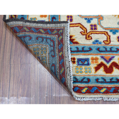 Tribal & Geometric Wool Hand Knotted Rug Ivory Vanilla Custard 5.8X7.8 -O053341