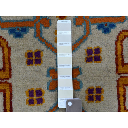 Tribal & Geometric Wool Hand Knotted Rug Ivory Vanilla Custard 5.8X7.8 -O053341