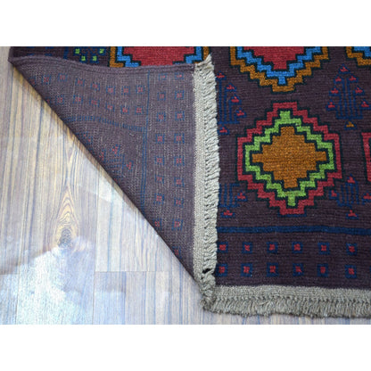 Tribal & Geometric Wool Hand Knotted Rug Purple No Border 5.10X7.8 -O053343