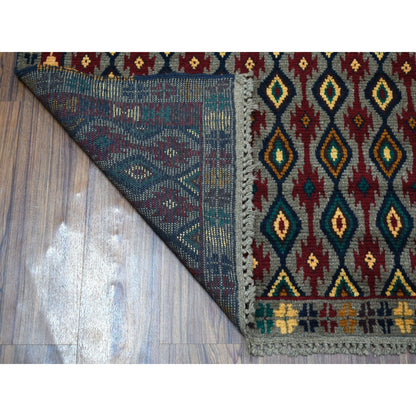Tribal & Geometric Wool Hand Knotted Rug Grey No Border 6.2X7.3 -O053347