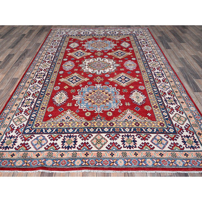 Kazak Wool Hand Knotted Rug Red 6.3x8.11 -O0533