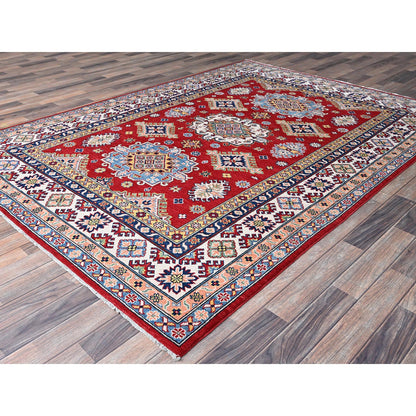 Kazak Wool Hand Knotted Rug Red 6.3x8.11 -O0533