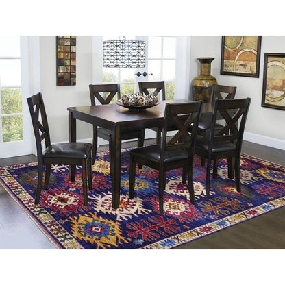 Tribal & Geometric Wool Hand Knotted Rug Blue Yellow 6.0X8.10 -O053472