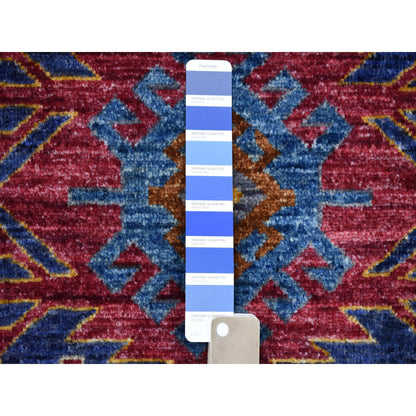 Tribal & Geometric Wool Hand Knotted Rug Blue Yellow 6.0X8.10 -O053472