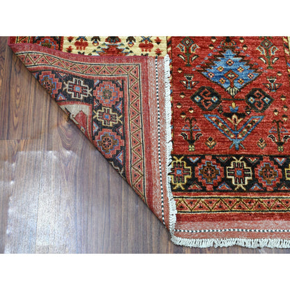 Tribal & Geometric Wool Hand Knotted Rug Red Navy Blue 5.0X6.9 -O053477