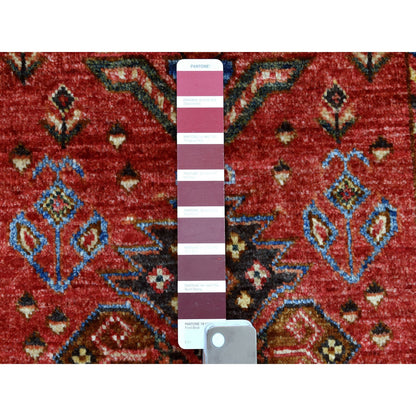 Tribal & Geometric Wool Hand Knotted Rug Red Navy Blue 5.0X6.9 -O053477