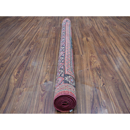 Tribal & Geometric Wool Hand Knotted Rug Red Navy Blue 5.0X6.9 -O053477