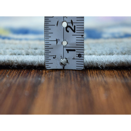 Kazak Wool Hand Knotted Rug Grey Ivory 3.10X5.5 -O053515