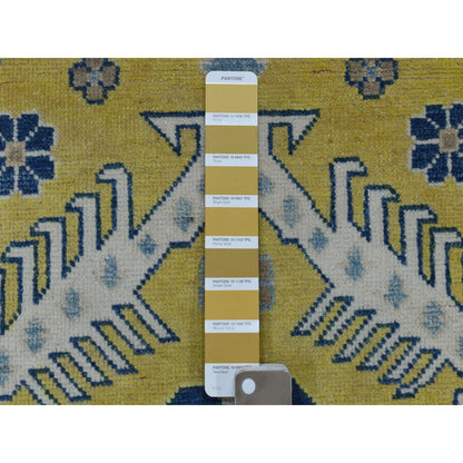 Kazak Wool Hand Knotted Rug Yellow Ivory 4.0X6.4 -O053528