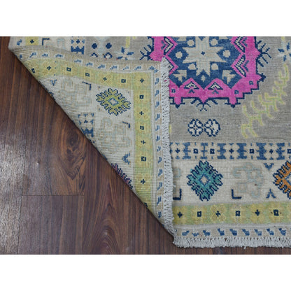 Kazak Wool Hand Knotted Rug Grey Ivory 3.3X5.0 -O053538