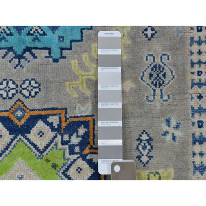 Kazak Wool Hand Knotted Rug Grey Ivory 3.3X5.0 -O053538
