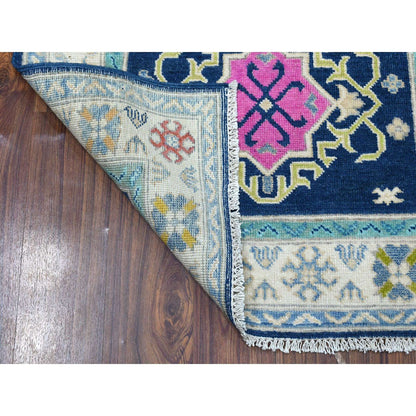 Kazak Wool Hand Knotted Rug Blue Ivory 3.1X5.0 -O053539