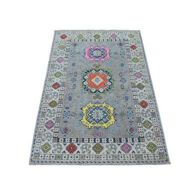Kazak Wool Hand Knotted Rug Grey Ivory 3.3X5.0 -O053540
