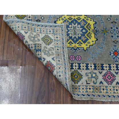Kazak Wool Hand Knotted Rug Grey Ivory 3.3X5.0 -O053540