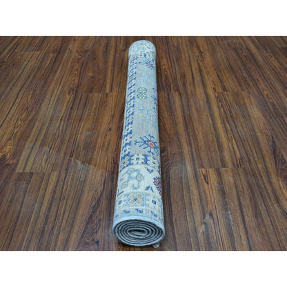 Kazak Wool Hand Knotted Rug Grey Ivory 3.3X5.0 -O053540