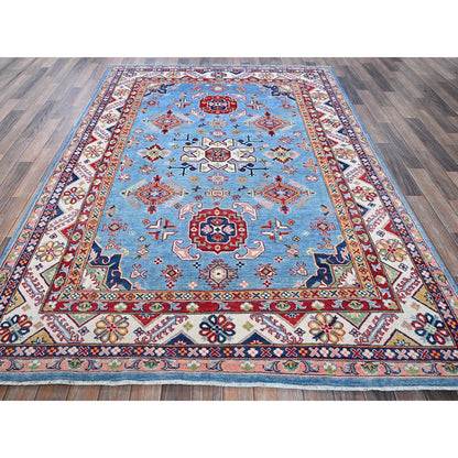 Kazak Wool Hand Knotted Rug Blue 6.2x8.7 -O0535