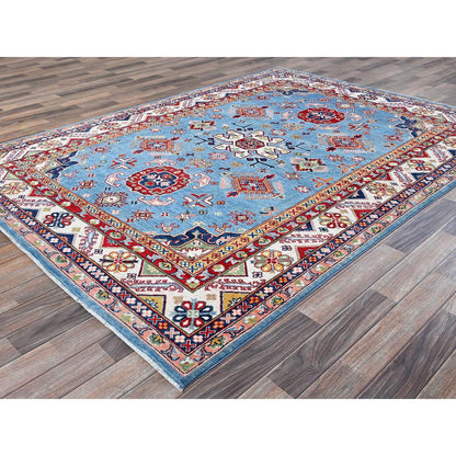 Kazak Wool Hand Knotted Rug Blue 6.2x8.7 -O0535