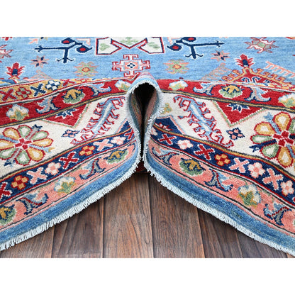 Kazak Wool Hand Knotted Rug Blue 6.2x8.7 -O0535