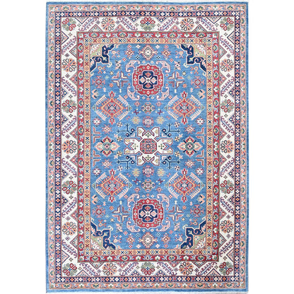 Kazak Wool Hand Knotted Rug Blue 5.11x8.9 -O0536
