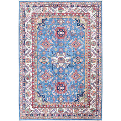 Kazak Wool Hand Knotted Rug Blue 5.11x8.9 -O0536
