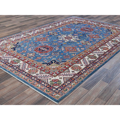 Kazak Wool Hand Knotted Rug Blue 5.11x8.9 -O0536