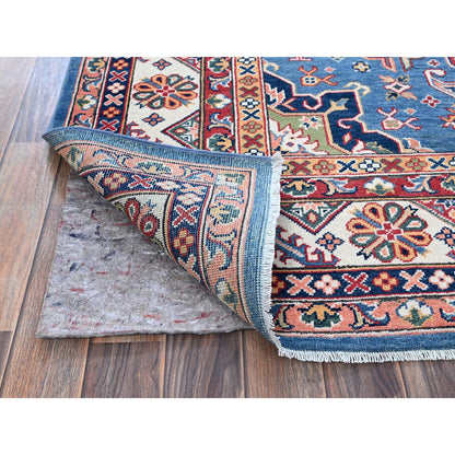 Kazak Wool Hand Knotted Rug Blue 5.11x8.9 -O0536