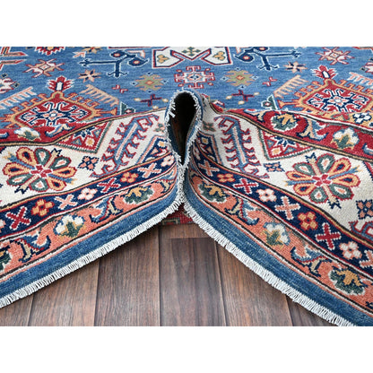 Kazak Wool Hand Knotted Rug Blue 5.11x8.9 -O0536