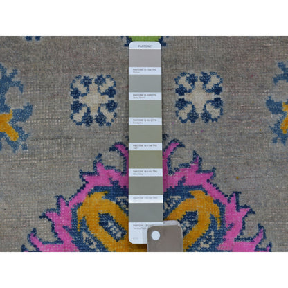 Kazak Wool Hand Knotted Rug Grey Ivory 3.5X4.10 -O053780