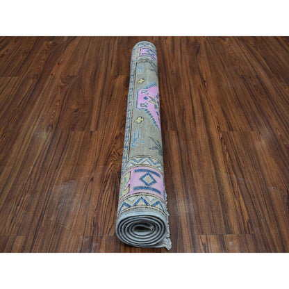Kazak Wool Hand Knotted Rug Grey Pink 3.4X4.10 -O053788