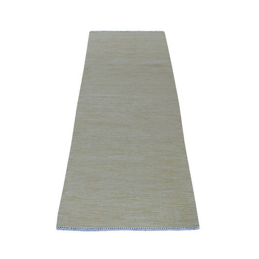 Flat Weave Wool Hand Woven Rug Yellow Straw 2.6X6.3 -O053839