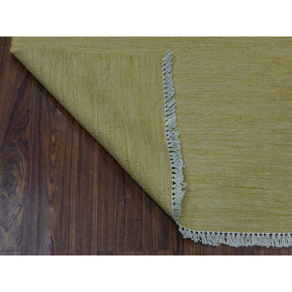 Flat Weave Wool Hand Woven Rug Yellow Straw 2.6X6.3 -O053839
