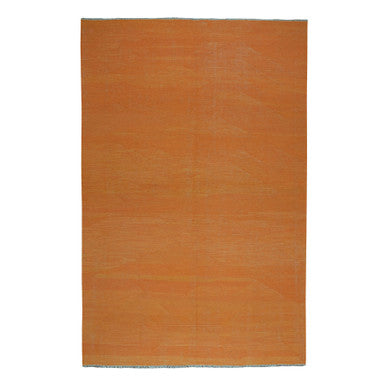 Flat Weave Wool Hand Woven Rug Orange Vibrant Orange 6.4X9.9 -O053847