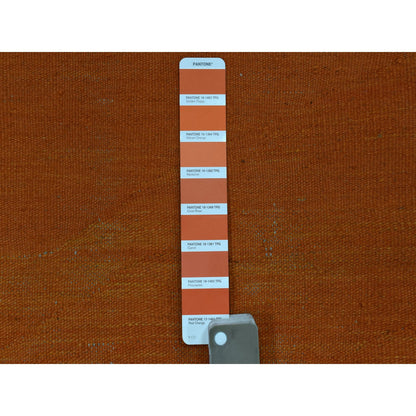 Flat Weave Wool Hand Woven Rug Orange Vibrant Orange 6.4X9.9 -O053847