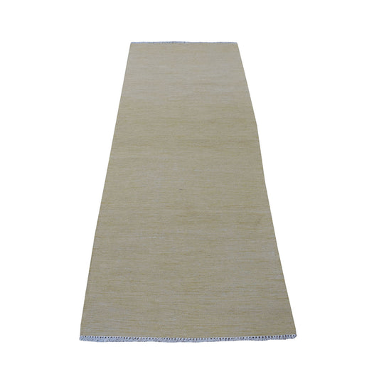Flat Weave Wool Hand Woven Rug Yellow Golden Haze 2.6X6.7 -O053851