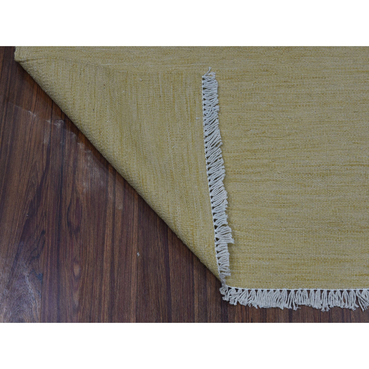 Flat Weave Wool Hand Woven Rug Yellow Golden Haze 2.6X6.7 -O053851