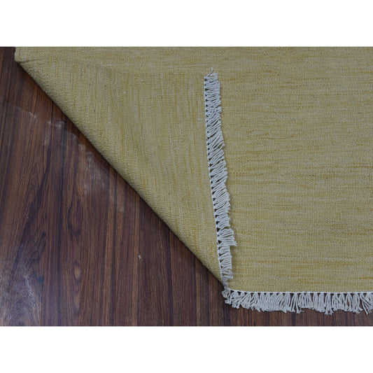 Flat Weave Wool Hand Woven Rug Yellow Golden Haze 2.6X6.7 -O053851