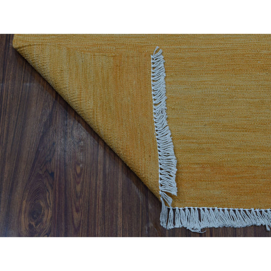Flat Weave Wool Hand Woven Rug Yellow Jurassic Gold 2.4X6.3 -O053853