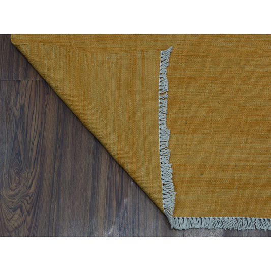 Flat Weave Wool Hand Woven Rug Yellow Marigold 2.4X6.4 -O053855