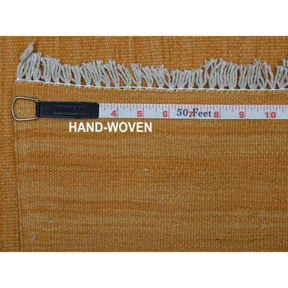 Flat Weave Wool Hand Woven Rug Yellow Marigold 2.4X6.4 -O053855