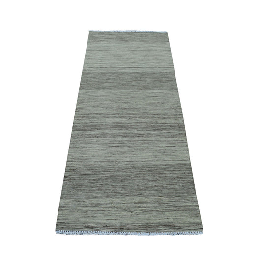 Flat Weave Wool Hand Woven Rug Grey Gray 2.4X6.4 -O053856