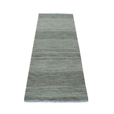 Flat Weave Wool Hand Woven Rug Grey Gray 2.4X6.4 -O053856