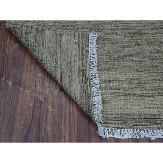 Flat Weave Wool Hand Woven Rug Grey Gray 2.4X6.4 -O053856