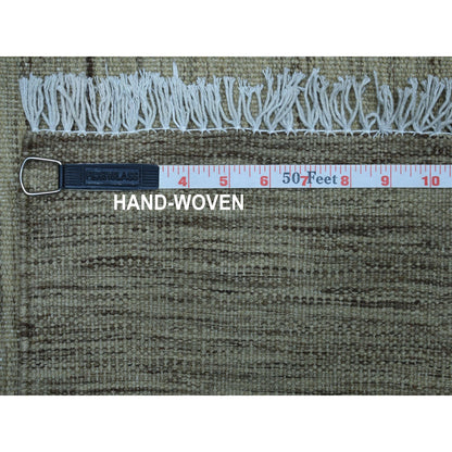 Flat Weave Wool Hand Woven Rug Grey Gray 2.4X6.4 -O053856