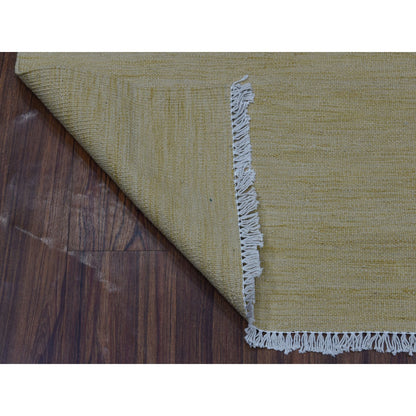 Flat Weave Wool Hand Woven Rug Yellow Sunlight 2.5X6.3 -O053858