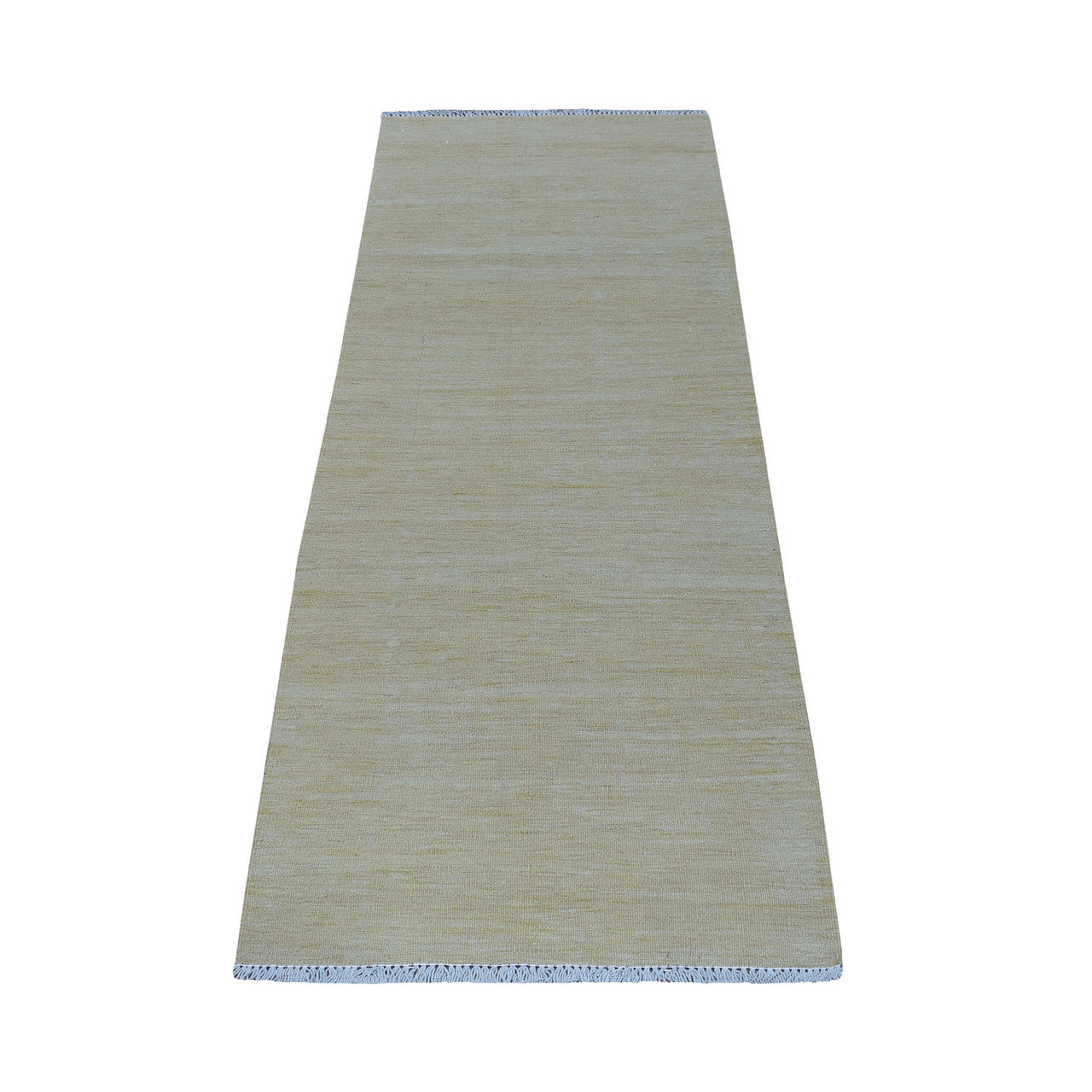 Flat Weave Wool Hand Woven Rug Beige Straw 2.2X6.2 -O053860