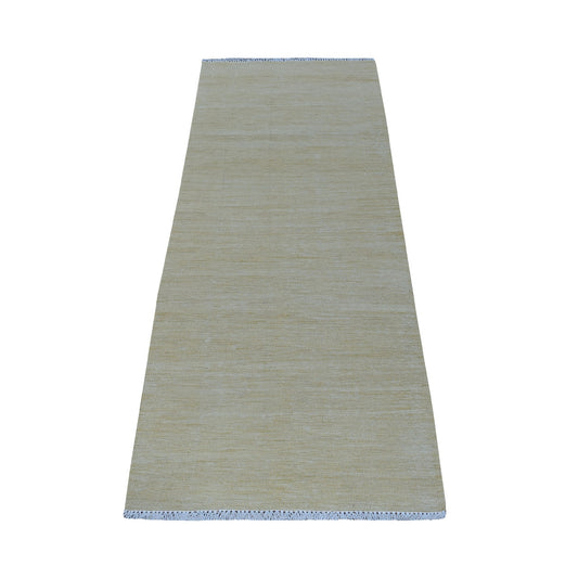 Flat Weave Wool Hand Woven Rug Beige Straw 2.2X6.2 -O053860