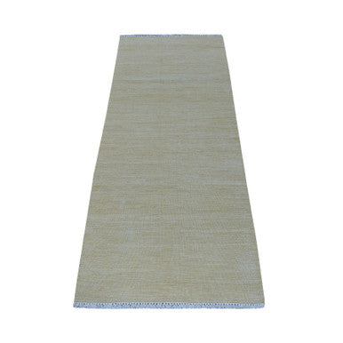 Flat Weave Wool Hand Woven Rug Beige Straw 2.2X6.2 -O053860