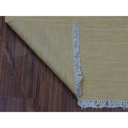 Flat Weave Wool Hand Woven Rug Beige Straw 2.2X6.2 -O053860