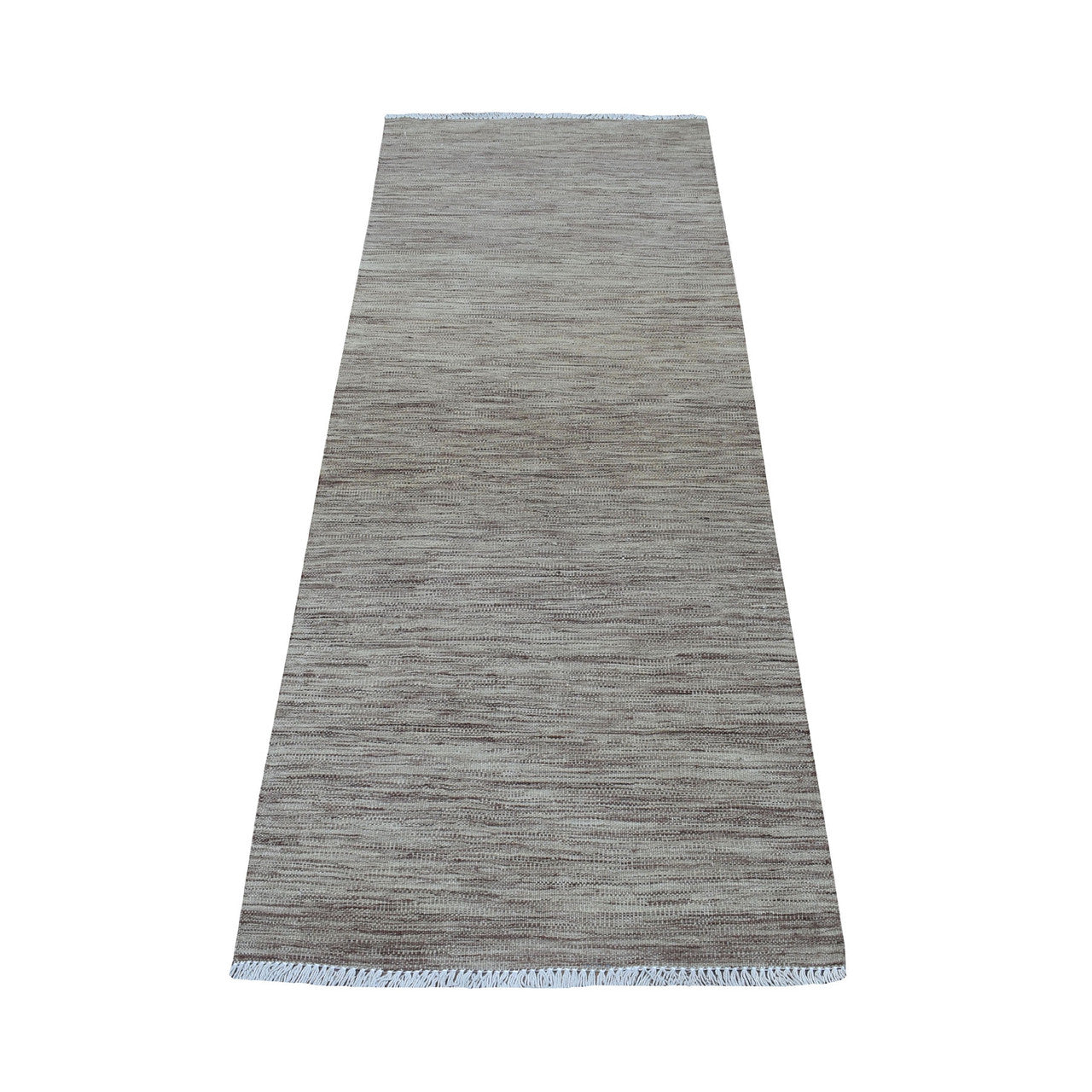 Flat Weave Wool Hand Woven Rug Brown Tanin  2.6X6.5 -O053866
